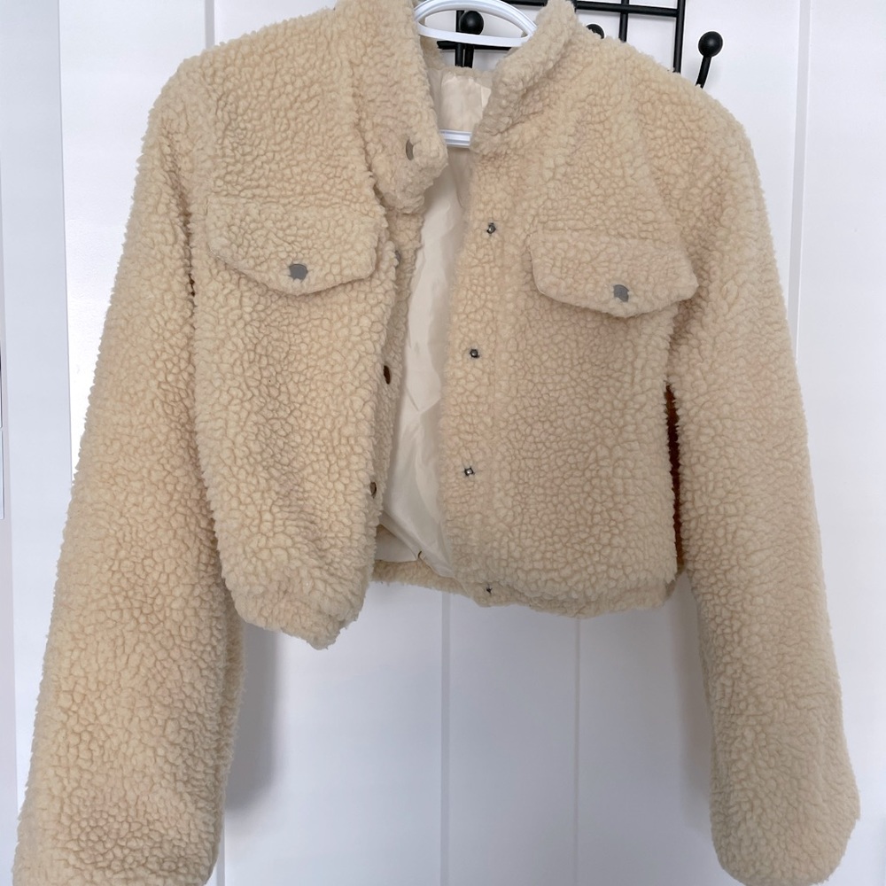 SHEIN cropped teddy jacket